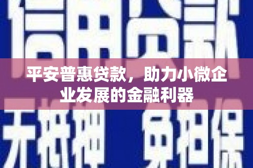 开平平安普惠贷款，助力小微企业发展的金融利器