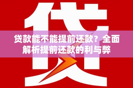 滨州贷款能不能提前还款？全面解析提前还款的利与弊