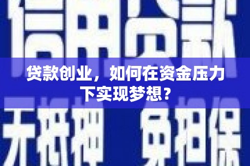 巴塘贷款创业，如何在资金压力下实现梦想？